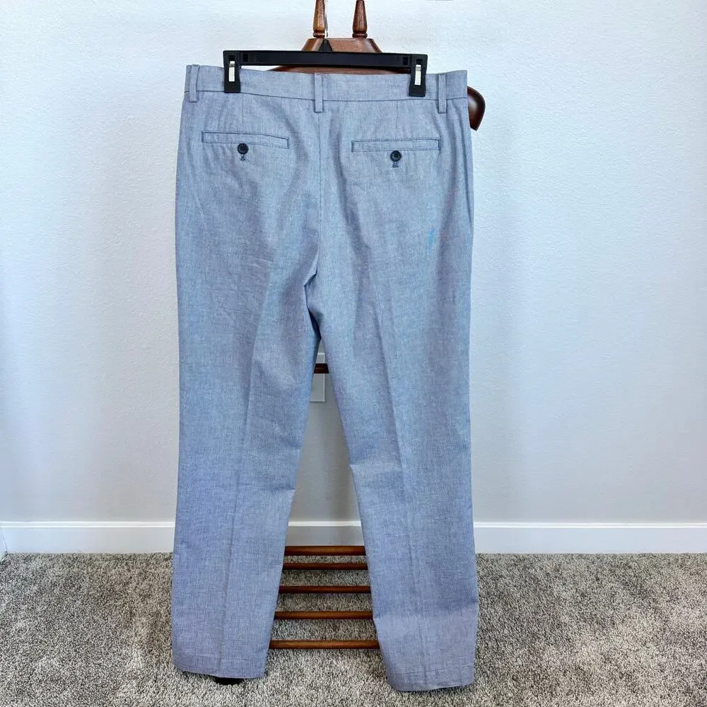 Banana Republic Aiden Fit Men’s Dress Pants 32x34 Blue Chambray 100% Cotton